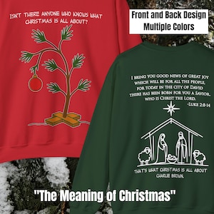 Charlie Brown Christmas Peanuts tree Unisex Heavy Blend™ Crewneck Sweatshirt | Meaning of Christmas | Nativity Luke 2:8-14 Scripture