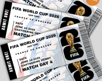 Entrada personalizada para el Mundial 2026 / Entrada para el día del partido / Cupón de cumpleaños editable para él / Descarga digital / Regalo de fútbol