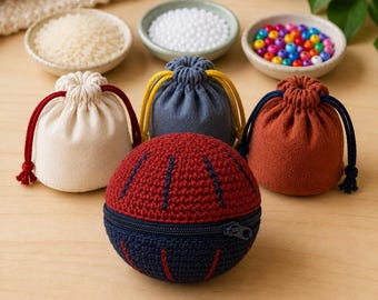 Sensory Footbag Set Crochet Pattern, Zippered Fidget Ball with 3 Interchangeable Inserts, Beginner PDF, Handmade Stress Toy DIY