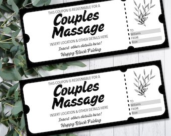 Editable Couples Massage Gift Certificate Template (PDF)