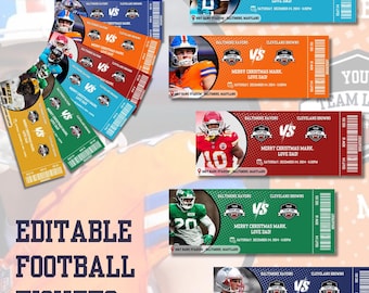 Boleto de fútbol personalizado, boleto deportivo editable (imprimible)