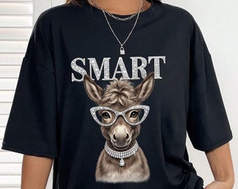 Imagen PNG de un burro listo con gafas de diamantes, diseño de animal de granja atrevido, imágenes prediseñadas de burro divertido, descarga digital PNG SVG de alta calidad