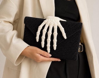 Skeleton Hand Clutch Crochet Pattern, Gothic Halloween Bag PDF, Bone Hand Purse, Spooky Envelope Clutch, Skeleton Crochet Accessory