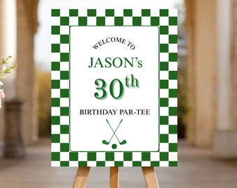 Golf Birthday Welcome Sign, Printable Party Decor (Editable Template)