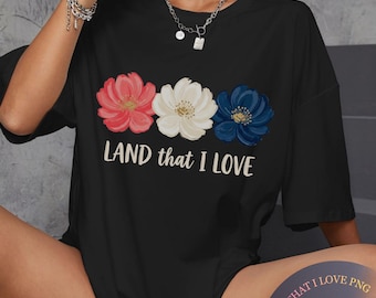 Tierra que amo (Png), diseño floral patriótico del 4 de julio, flores de la bandera estadounidense (Png)
