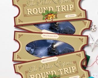 Billete personalizado del Polar Express / Regalo de Navidad editable en Canva (descarga digital)
