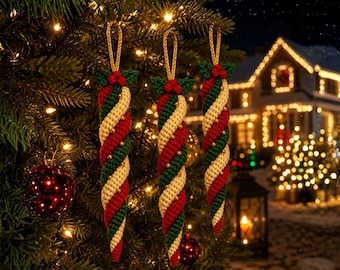 Crochet Twisted Spiral Icicle Ornament Pattern PDF, Christmas Tree Decoration, Holiday Crochet Ornament, Instant Download