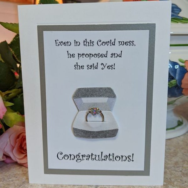 Coronavirus, COVID, Proposal, She said Yes, Engagement Card, Wedding, Congrats, Congratulations, Funny Card