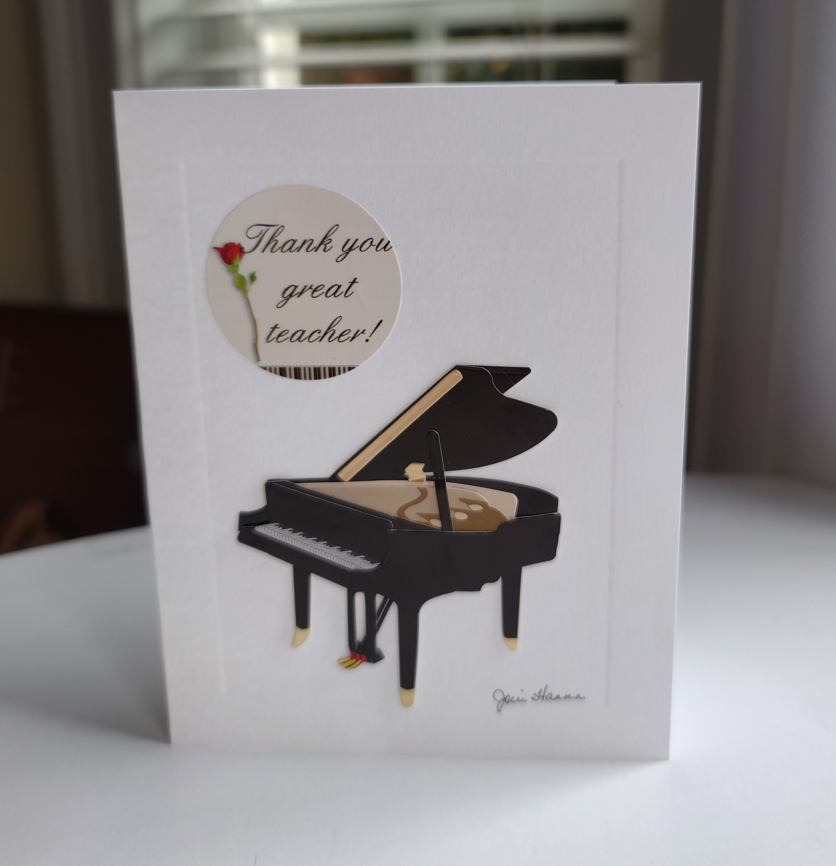 Handmade Piano Teacher Card Thank you Teacher Pianist Music Etsy