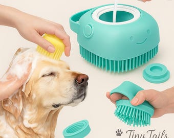 Cepillo de masaje de silicona para baño de mascotas, suave, delicado y sin ensuciar.