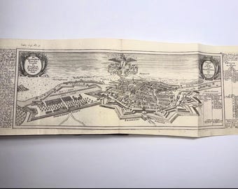 Mapa de Berlín, Alemania, 1720, escasa placa de cobre antigua, Gabriel Bodenehr, incluye transcripción y traducción del alemán al inglés.