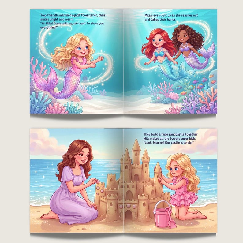 Personalized Mermaid Book for Girls, Custom Name Story, Child Becomes a Mermaid, Magical Ocean Adventure, Unique Kids Gift image 2
