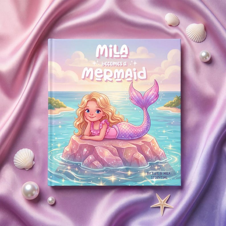 Personalized Mermaid Book for Girls, Custom Name Story, Child Becomes a Mermaid, Magical Ocean Adventure, Unique Kids Gift image 1