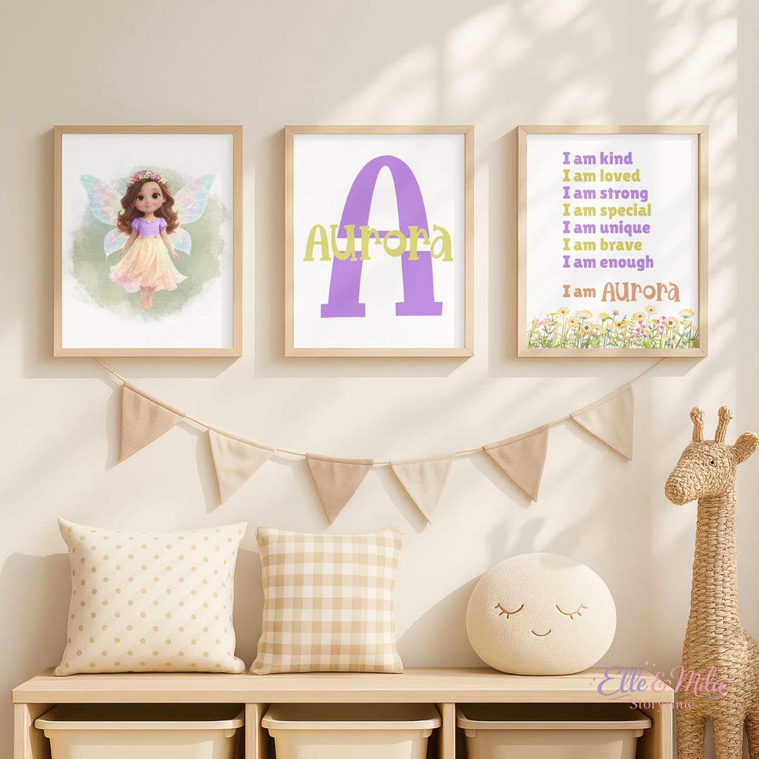 Personalized Fairy Nursery Decor Set of 3 - Custom Name Wall Art ...