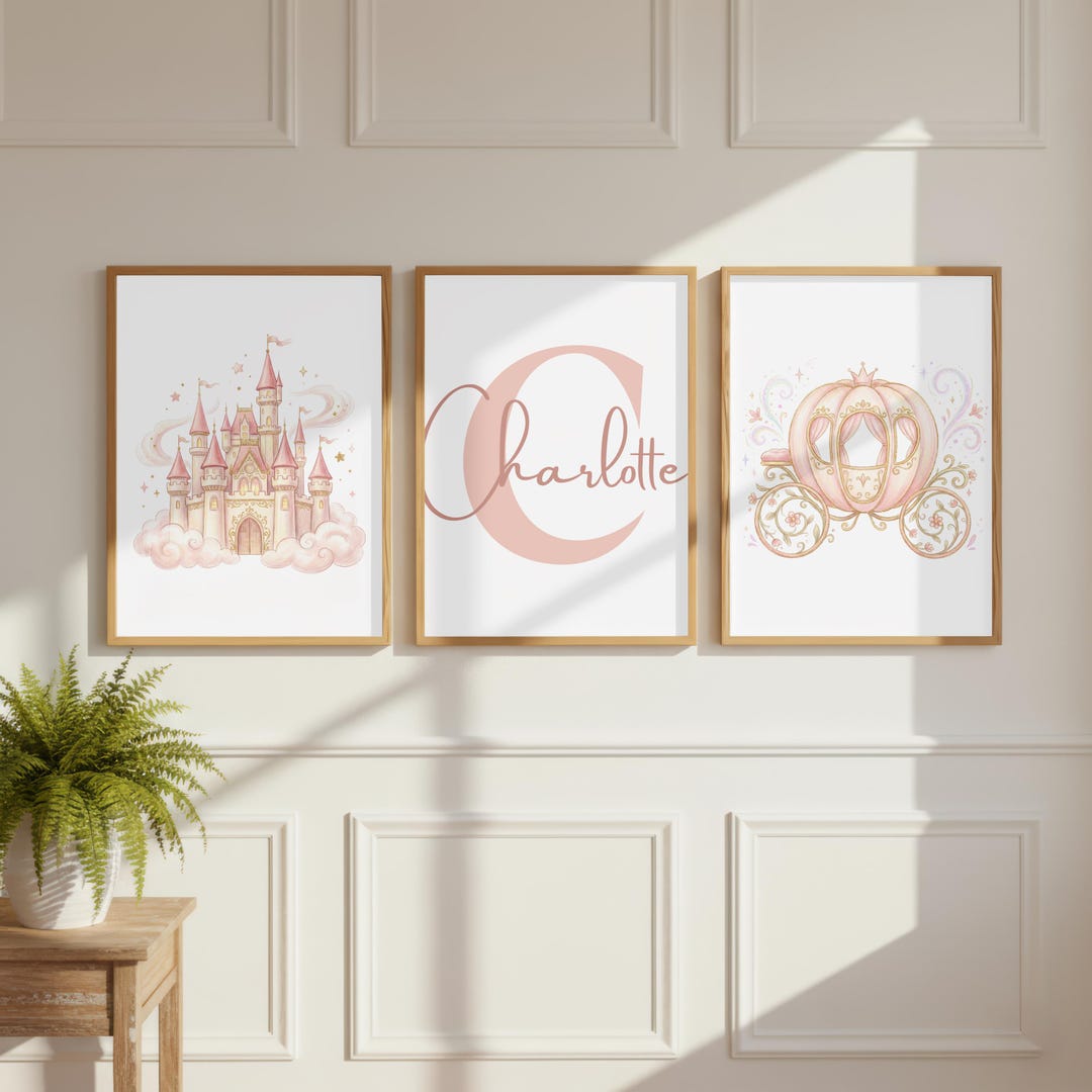 Personalized Princess Castle Print, Carriage Wall Art, Fairy Tale ...