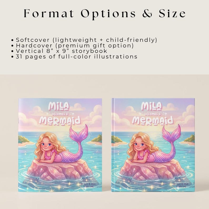 Personalized Mermaid Book for Girls, Custom Name Story, Child Becomes a Mermaid, Magical Ocean Adventure, Unique Kids Gift image 6