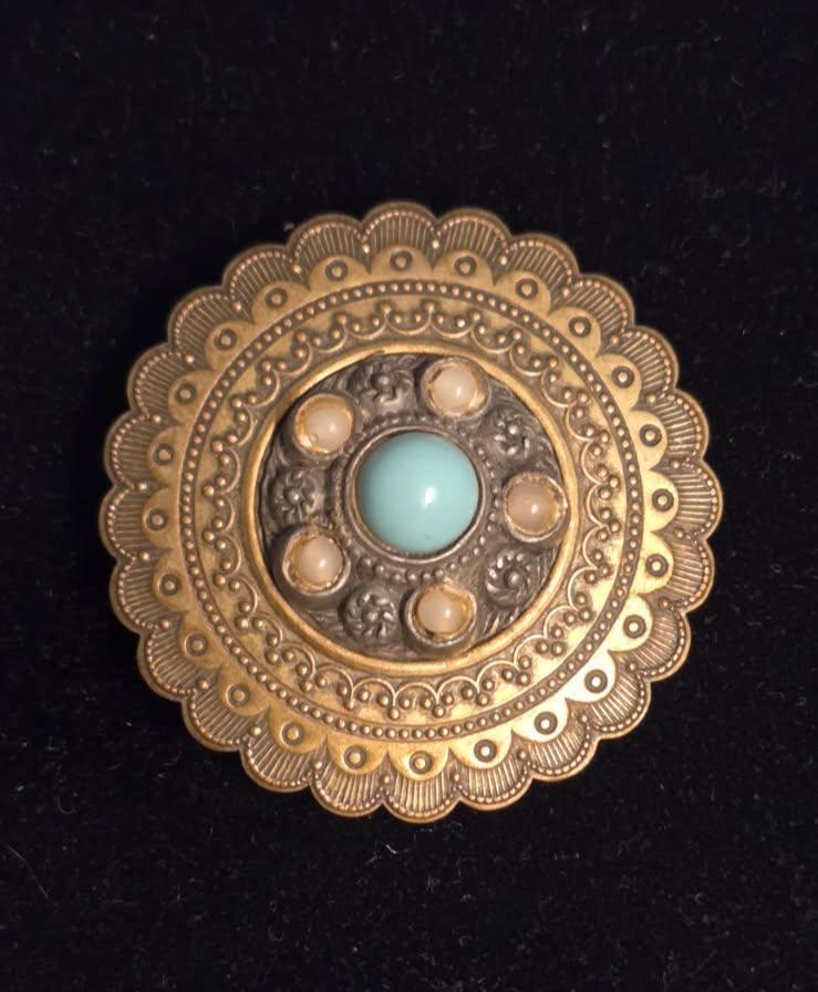 1940s Lux Soap Gone With the Wind Brooch: Turquoise Glass, Faux
