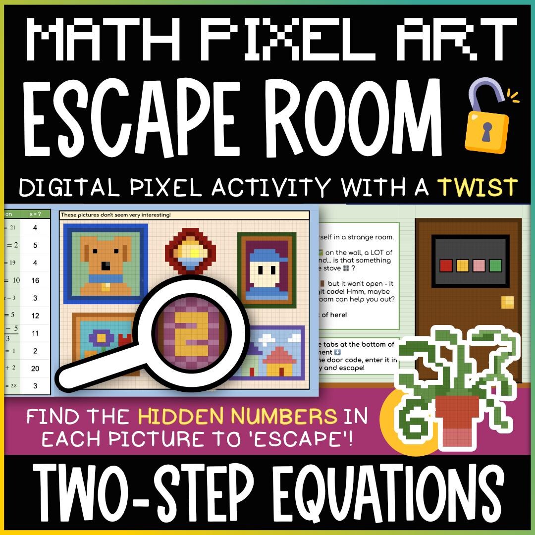 NEW! Solving Two-step Equations - Pixel Art Escape Room | Digital Math ...