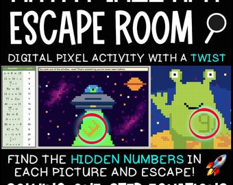 NEW! One-Step Equations - Pixel Art Space Escape Room | Digital Math Activity