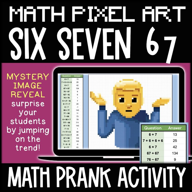 Pixelated Math 6 7 Pixel Art Funny Math Activity | Digital Teaching Resource | Google ...