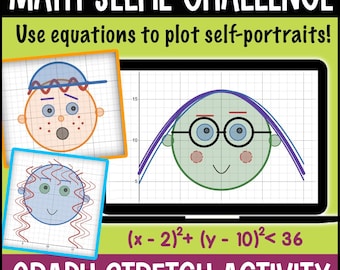 Math Selfie Art Challenge | Desmos Digital Graphing Equations Activity | Domain and Range, Circles, Line Plotting