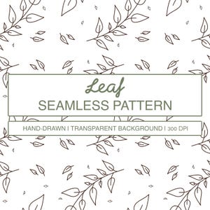 Nahtloses Blattmuster - Digitaler Download - sich wiederholender und transparenter Hintergrund für Basteln, Scrapbooking, Aufkleber - PNG Minimal