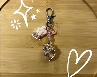 Porte-clés lapin fraise