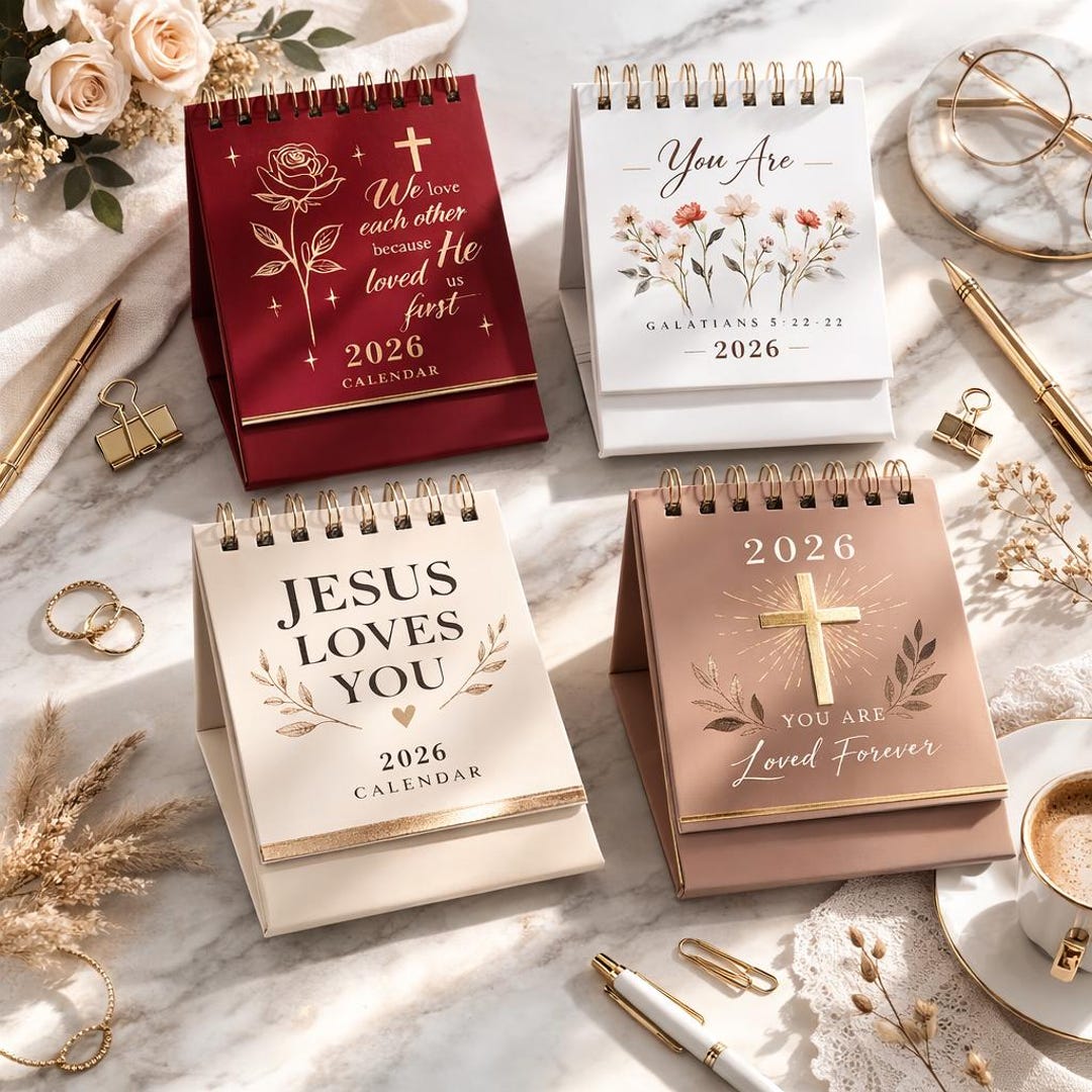 2026 Christian Mini Desk Calendar, Bible Verse Monthly Flip Calendar ...