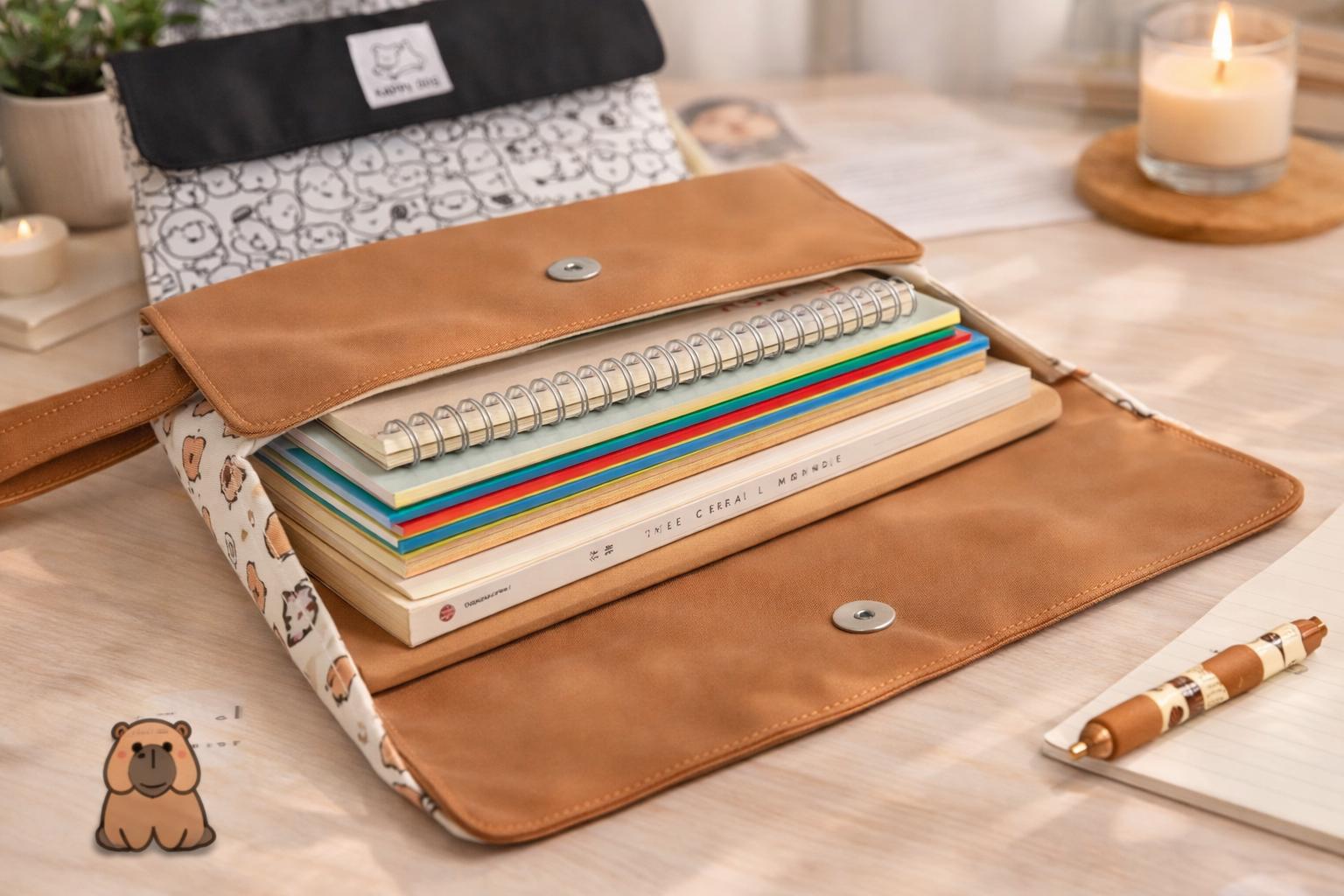 Cute Capybara File Folder Pouch – Aesthetic Document Organizer Bag ...