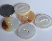 FIVE Vintage White Mother of Pearl Buttons - at KonniesPlace
