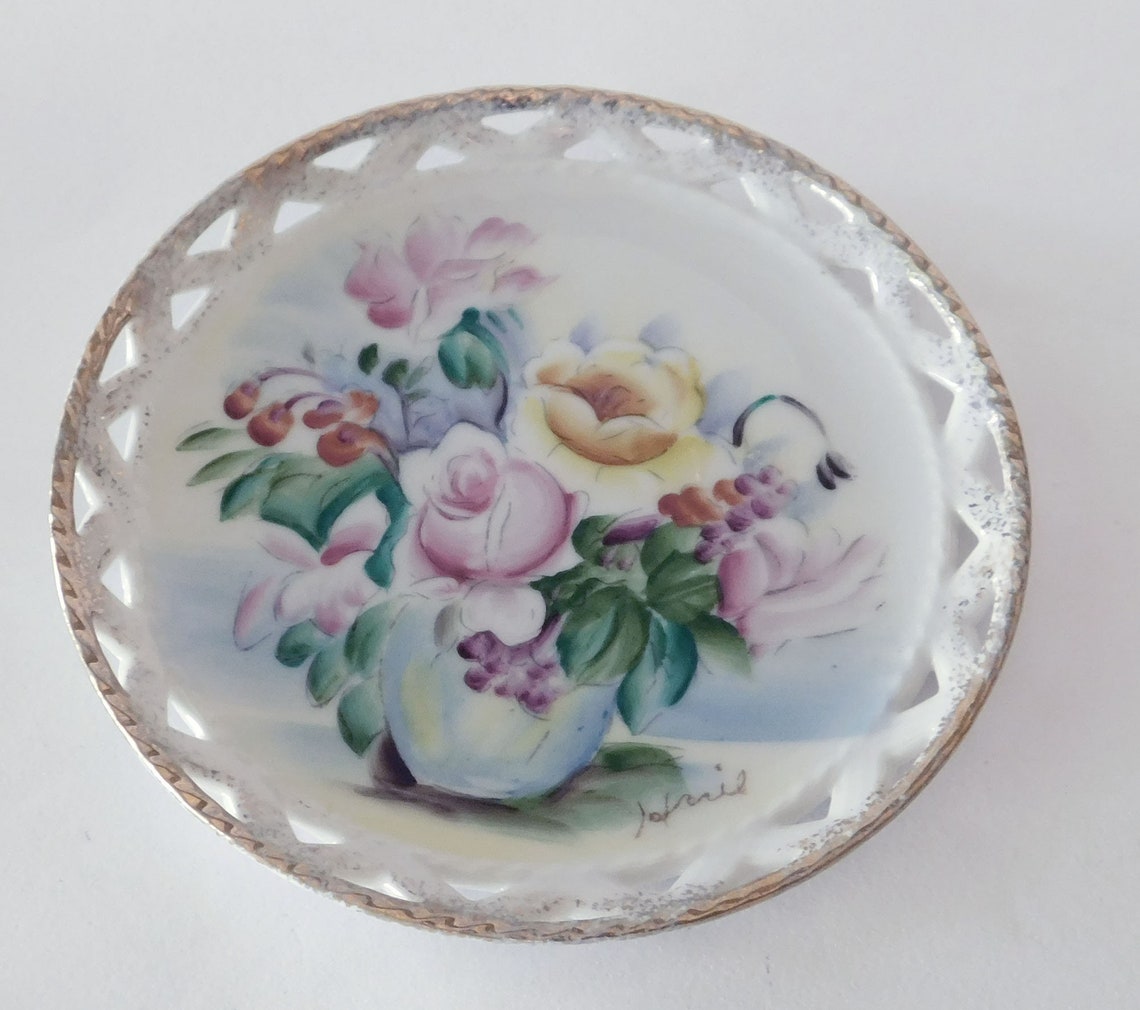 Ucagco Floral Decorative Hand Painted Porcelain Plate Japan Etsy