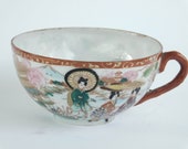 Hand Painted Gold Japanese Satsuma Kutani Eggshell Porcelain Geisha Tea Cup