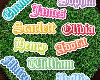 Personalized Old English Name Stickers: Waterproof Vinyl Labels | Laptop Sticker | Water Bottle Stickers