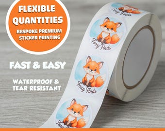 Labels On A Roll With Your Logo Or Image, Custom Business Logo Stickers, Waterproof