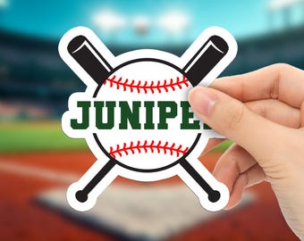 Custom Baseball Name Sticker: Waterproof Die-Cut Vinyl Label