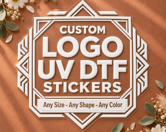 Custom Logo UV DTF Transfer, Waterproof Branding Decal, Business Packaging Sticker, Bulk Options