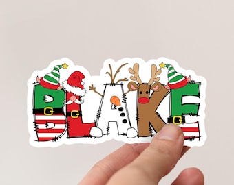 Etiquetas navideñas personalizadas con nombre: Etiquetas de vinilo impermeables