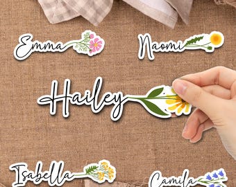 Custom Birth Month Flower Stickers: Personalized Name Waterproof Vinyl Stickers