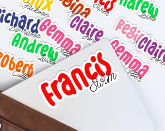 Personalized Full Name Stickers: Waterproof Vinyl Decal | Laptop | Water Bottle Stickers