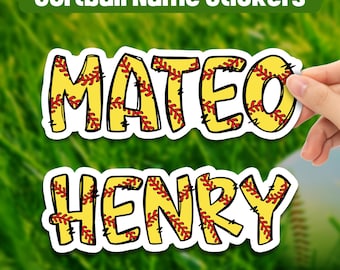 Custom Softball Name Stickers: Waterproof Vinyl Label | Laptop | Water Bottle Stickers