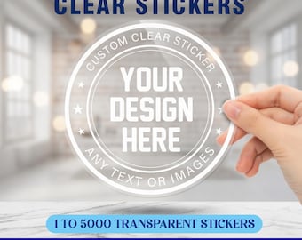 Pegatinas transparentes personalizadas – Etiquetas de vinilo impermeables con logotipo troquelado personalizado / Pegatinas para portátiles / Botellas de agua