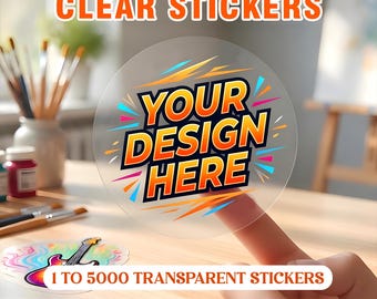 Pegatinas transparentes con logotipo personalizado – Etiquetas de vinilo impermeables troqueladas personalizadas / Pegatinas para portátiles / Botellas de agua