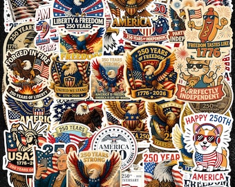 250th Anniversary USA Sticker Bundle 100 PCS | 250 Years of Freedom Patriotic Decals