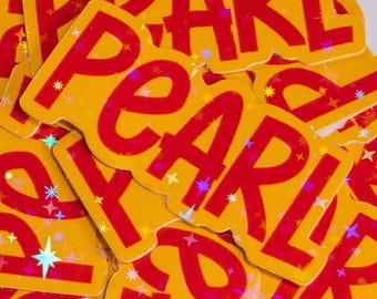 Pegatinas holográficas personalizadas con nombre: Vinilos adhesivos impermeables / Pegatinas para portátiles / Pegatinas para botellas de agua