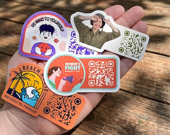 Custom QR Code Stickers: Die Cut, Waterproof Vinyl Decals, Personalized Logo Labels