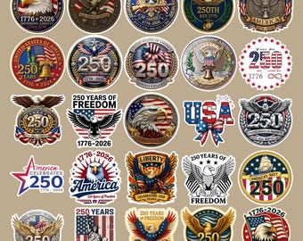 250th Anniversary USA Sticker Bundle 50 PCS | 250 Years of Freedom Patriotic Decals