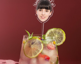 Custom Face Drink Stirrers, Personalized Photo Cocktail Swizzle Sticks (21st Birthday Party)