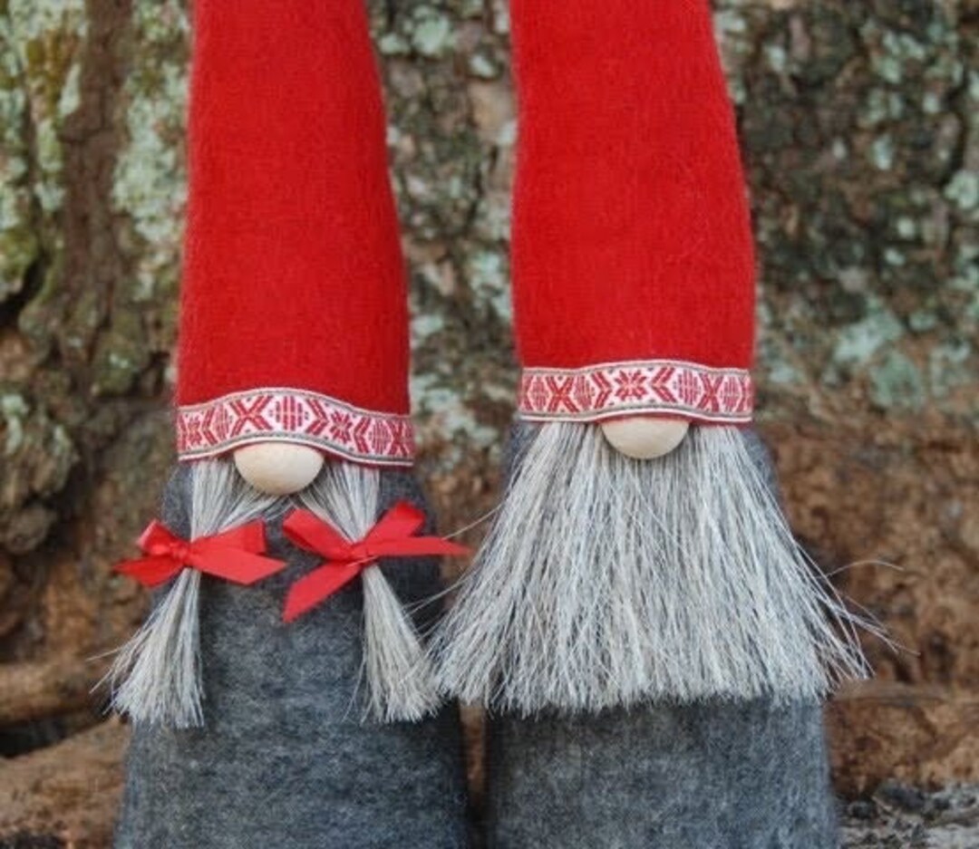 Swedish Gnome Tomte Couple in Felt and Horse Hair - Etsy