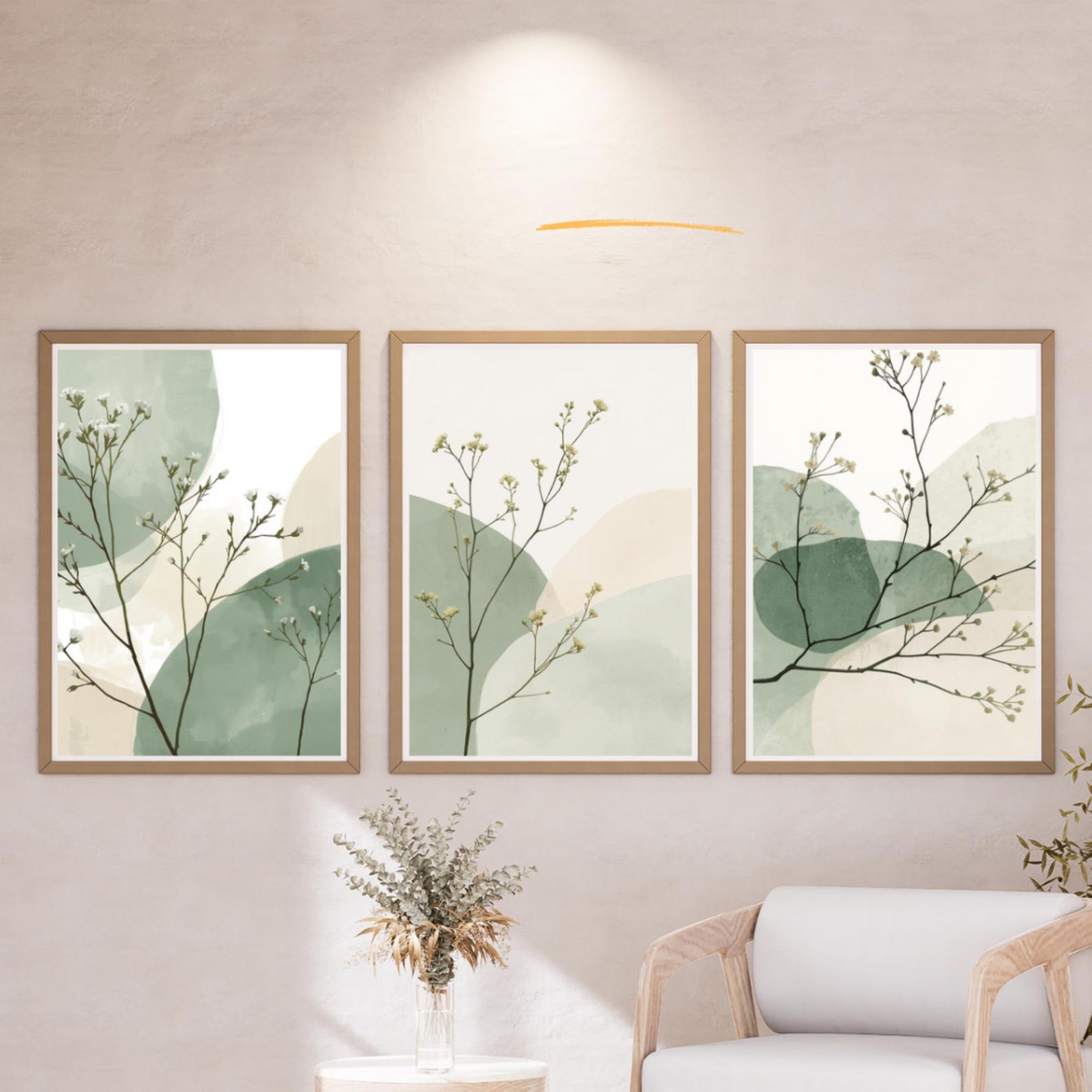 Sage Green Wall Art – Digital Printable Japandi Wabi Sabi Neutral ...