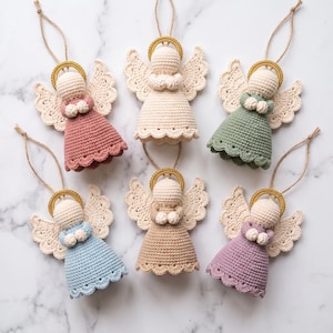 Virkat mönster för skyddsängelprydnad, Amigurumi-julgransdekoration (digital nedladdning)